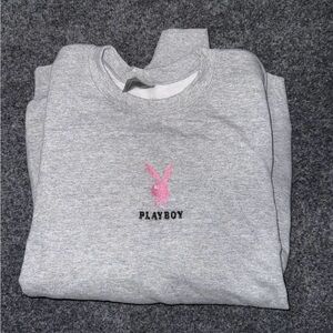 PLAYBOY Gray Sweatshirt with Pink Bunny Logo